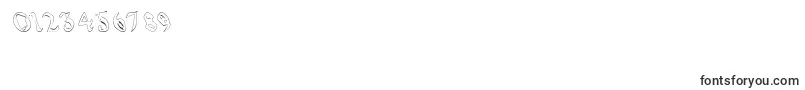 フォントQuaelGothicHollowLeftyCondensed – 数字と数値のためのフォント