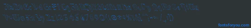 QuaelGothicHollowLeftyCondensed Font – Blue Fonts on Black Background