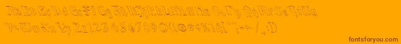 QuaelGothicHollowLeftyCondensed-Schriftart – Braune Schriften auf orangefarbenem Hintergrund