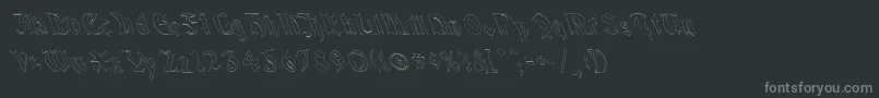 フォントQuaelGothicHollowLeftyCondensed – 黒い背景に灰色の文字