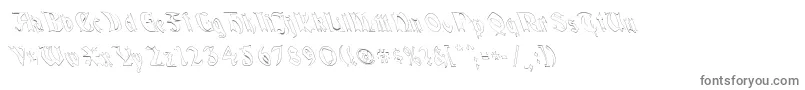 フォントQuaelGothicHollowLeftyCondensed – 白い背景に灰色の文字