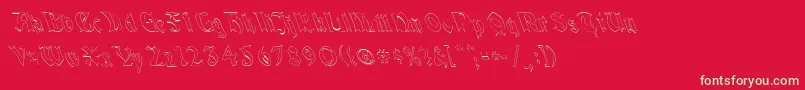 QuaelGothicHollowLeftyCondensed Font – Green Fonts on Red Background