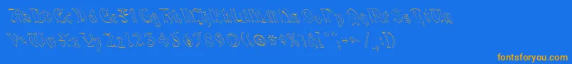 QuaelGothicHollowLeftyCondensed Font – Orange Fonts on Blue Background