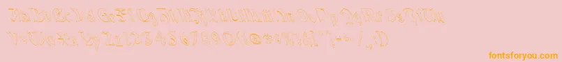 QuaelGothicHollowLeftyCondensed-Schriftart – Orangefarbene Schriften auf rosa Hintergrund