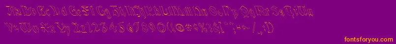 QuaelGothicHollowLeftyCondensed Font – Orange Fonts on Purple Background