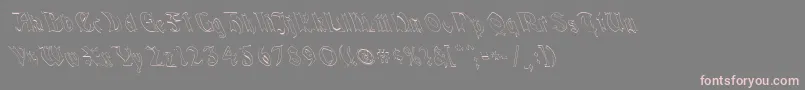 フォントQuaelGothicHollowLeftyCondensed – 灰色の背景にピンクのフォント
