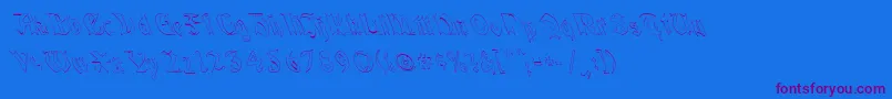 Czcionka QuaelGothicHollowLeftyCondensed – fioletowe czcionki na niebieskim tle