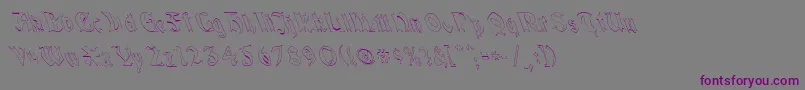 Шрифт QuaelGothicHollowLeftyCondensed – фиолетовые шрифты на сером фоне