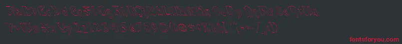 Fonte QuaelGothicHollowLeftyCondensed – fontes vermelhas em um fundo preto