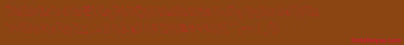 フォントQuaelGothicHollowLeftyCondensed – 赤い文字が茶色の背景にあります。