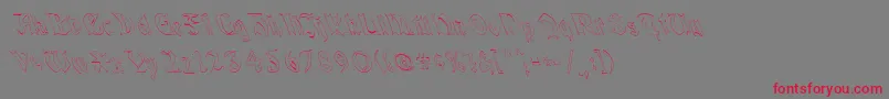 QuaelGothicHollowLeftyCondensed Font – Red Fonts on Gray Background