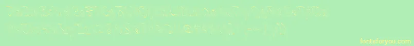 QuaelGothicHollowLeftyCondensed-fontti – keltaiset fontit vihreällä taustalla