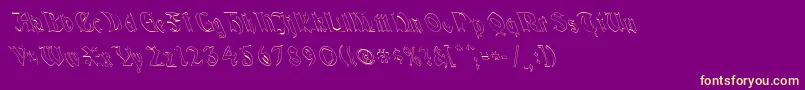 QuaelGothicHollowLeftyCondensed Font – Yellow Fonts on Purple Background