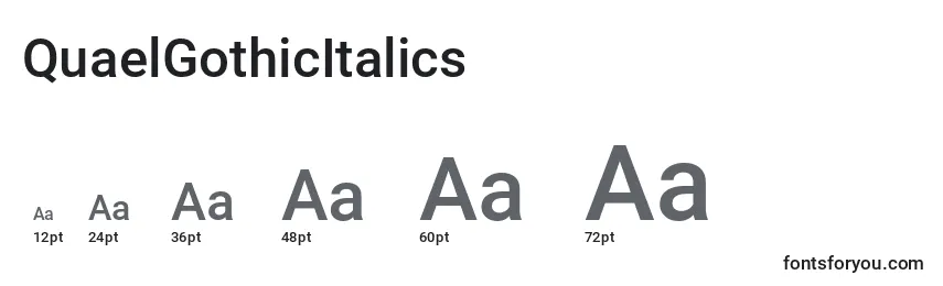 Größen der Schriftart QuaelGothicItalics (137644)