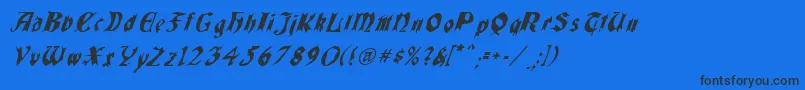 QuaelGothicItalicsCondensed Font – Black Fonts on Blue Background
