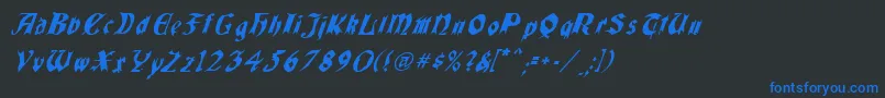 QuaelGothicItalicsCondensed Font – Blue Fonts on Black Background