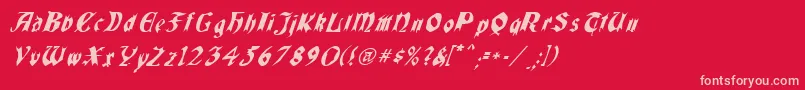 QuaelGothicItalicsCondensed Font – Pink Fonts on Red Background