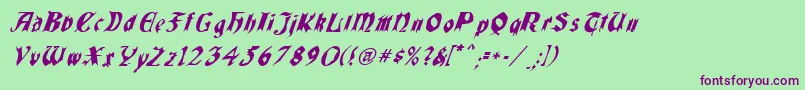 QuaelGothicItalicsCondensed Font – Purple Fonts on Green Background