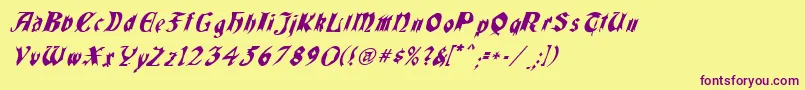 QuaelGothicItalicsCondensed Font – Purple Fonts on Yellow Background