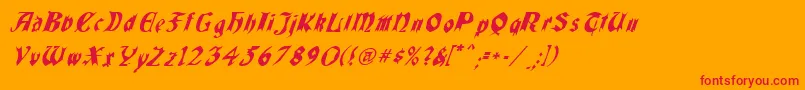 QuaelGothicItalicsCondensed Font – Red Fonts on Orange Background