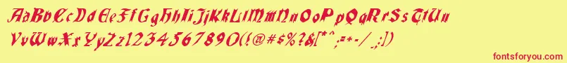 QuaelGothicItalicsCondensed Font – Red Fonts on Yellow Background