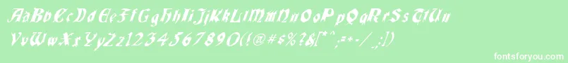 QuaelGothicItalicsCondensed Font – White Fonts on Green Background