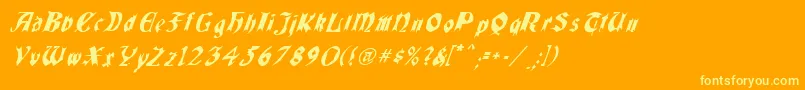 QuaelGothicItalicsCondensed Font – Yellow Fonts on Orange Background