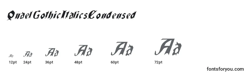 Размеры шрифта QuaelGothicItalicsCondensed (137645)