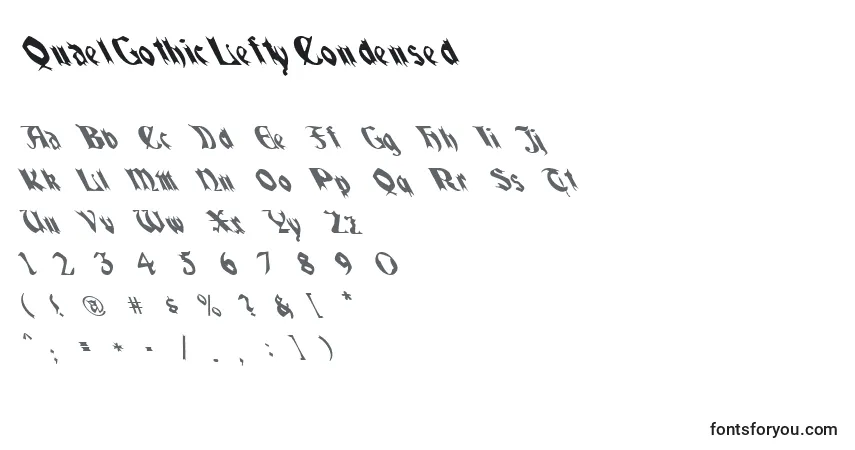 Шрифт QuaelGothicLeftyCondensed (137647) – алфавит, цифры, специальные символы
