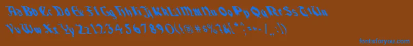 QuaelGothicLeftyCondensed Font – Blue Fonts on Brown Background