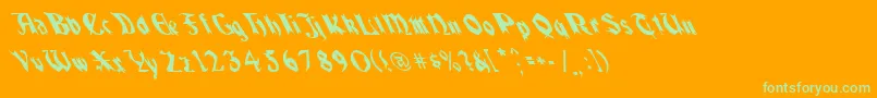 QuaelGothicLeftyCondensed Font – Green Fonts on Orange Background