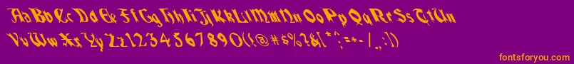 フォントQuaelGothicLeftyCondensed – 紫色の背景にオレンジのフォント
