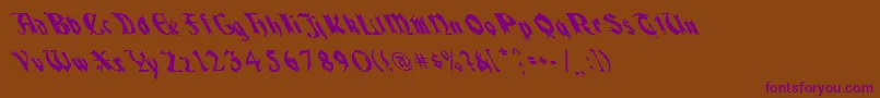 QuaelGothicLeftyCondensed-Schriftart – Violette Schriften auf braunem Hintergrund