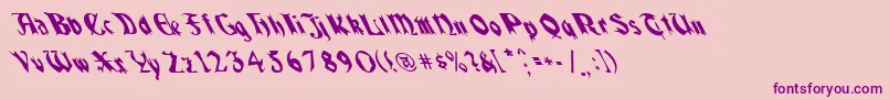 Fonte QuaelGothicLeftyCondensed – fontes roxas em um fundo rosa