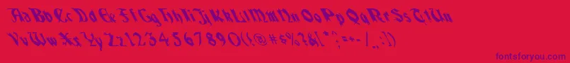 Fonte QuaelGothicLeftyCondensed – fontes roxas em um fundo vermelho