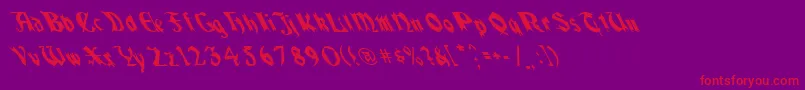 QuaelGothicLeftyCondensed Font – Red Fonts on Purple Background