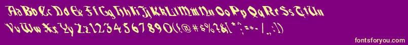 QuaelGothicLeftyCondensed Font – Yellow Fonts on Purple Background