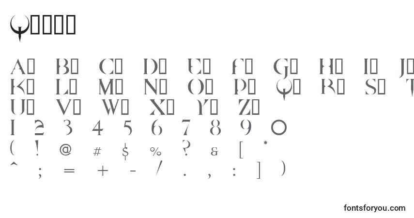 Quake    (137649)-fontti – aakkoset, numerot, erikoismerkit