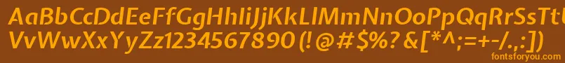 フォントExpletussansBolditalic – オレンジ色の文字が茶色の背景にあります。