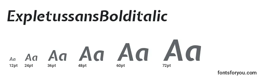 Размеры шрифта ExpletussansBolditalic