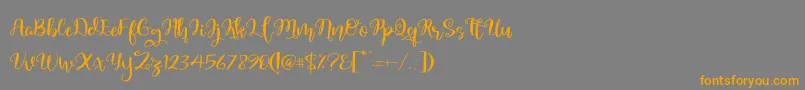 Quakedフォントについての詳細 フォントQuaked – オレンジの文字は灰色の背景にあります。
