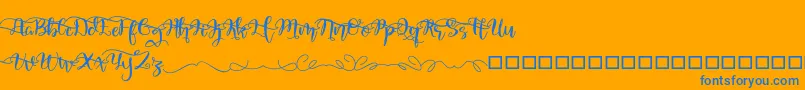 QuakedSwash-Schriftart – Blaue Schriften auf orangefarbenem Hintergrund