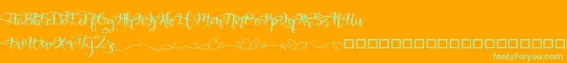 QuakedSwash-Schriftart – Grüne Schriften auf orangefarbenem Hintergrund