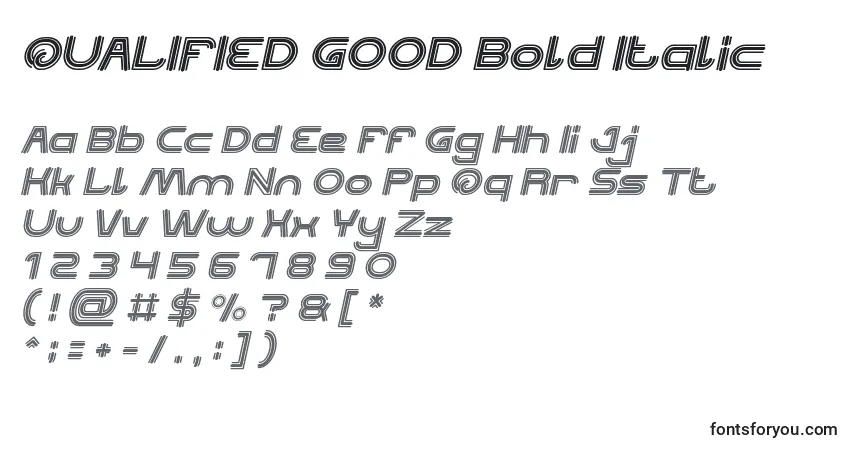 Шрифт QUALIFIED GOOD Bold Italic – алфавит, цифры, специальные символы