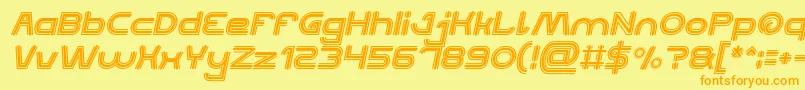 フォントQUALIFIED GOOD Bold Italic – オレンジの文字が黄色の背景にあります。