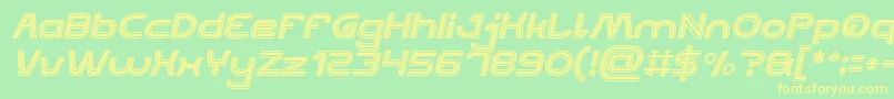 フォントQUALIFIED GOOD Bold Italic – 黄色の文字が緑の背景にあります