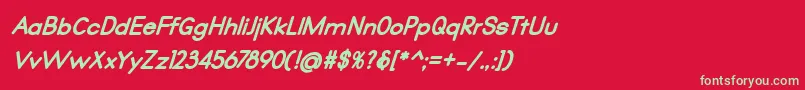 フォントQualio black italic – 赤い背景に緑の文字