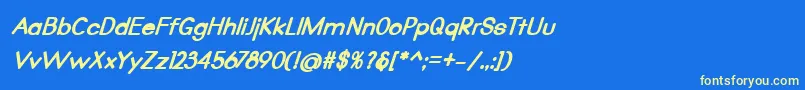 Czcionka Qualio black italic – żółte czcionki na niebieskim tle