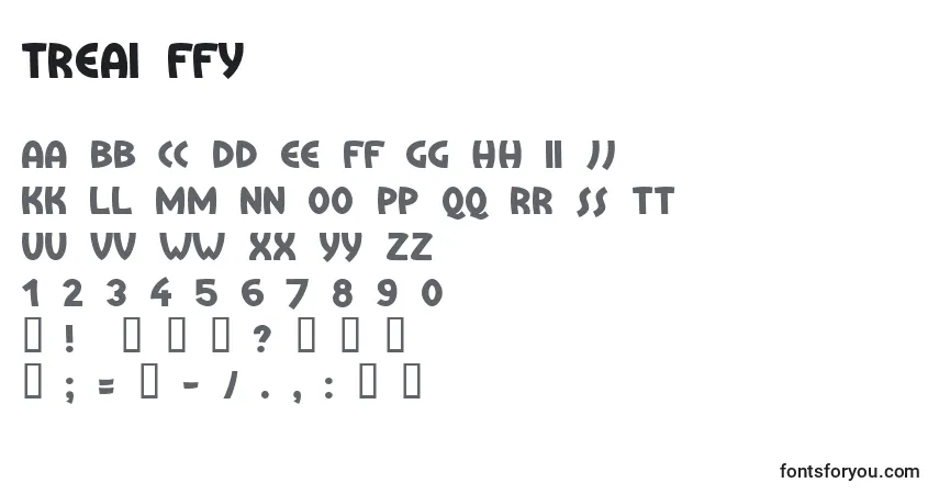 Czcionka Treai ffy – alfabet, cyfry, specjalne znaki