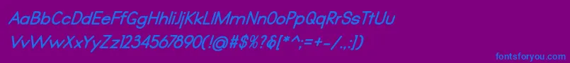 フォントQualio bold italic – 紫色の背景に青い文字